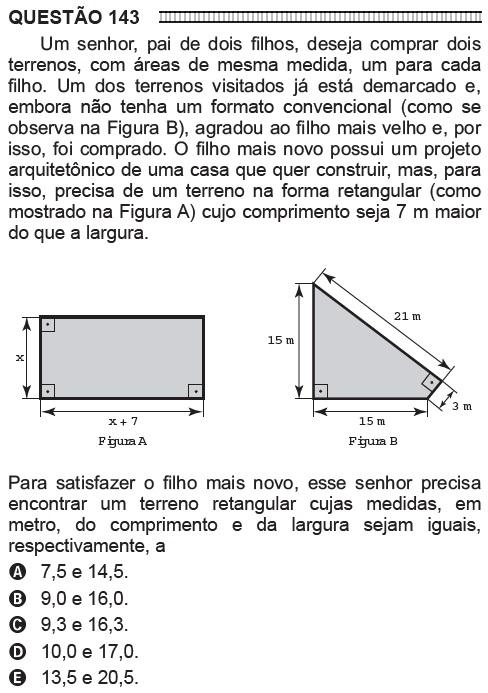 Questões Do Enem - Áreas De Figuras Planas